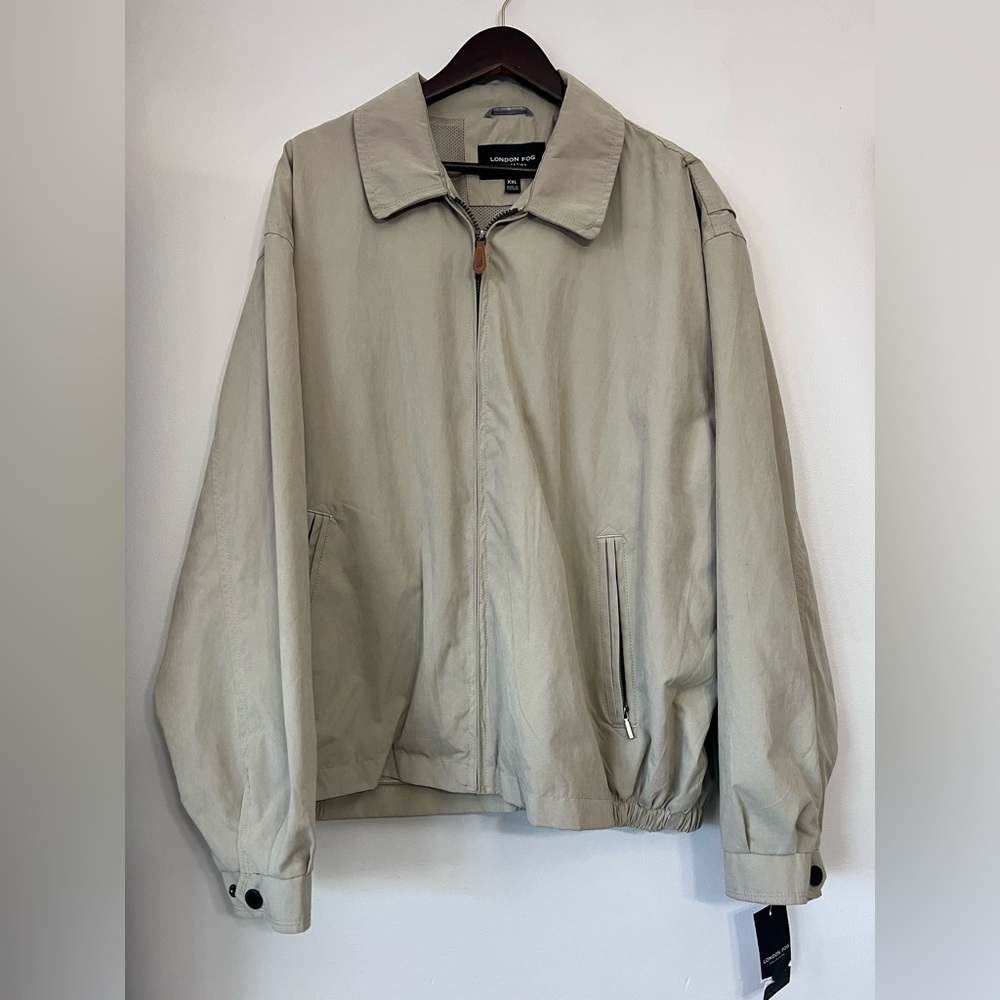 NWT London Fog Collection Windbreaker Golf Jacket Microfiber New Size XXL Beige